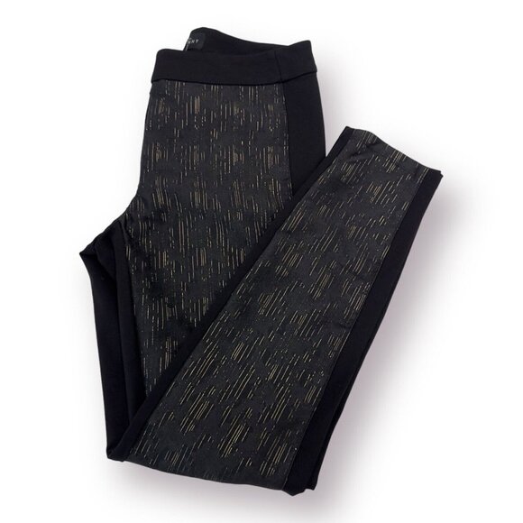 White House Black Market Women SZ 4 The Skinny Black Gold Metallic Ponte Pants - Picture 12 of 12